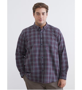 LCWAIKIKI Classic Bordo Büyük Beden Regular Fit Uzun Kollu Ekose Gabardin Erkek Gömlek