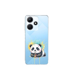 Infinix Hot 30i ile Uyumlu Splash Panda Tasarımlı Şeffaf Silikon Kılıf