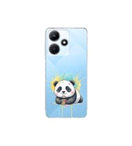 Infinix Hot 30i ile Uyumlu Splash Panda Tasarımlı Şeffaf Silikon Kılıf