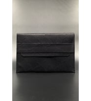 Macbook Çantası 13"/13.3" Uyumlu Yılan Desenli Hakiki Deri Kılıf (Siyah)