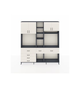 Arges Gardrop 11 Raflı 6 Çekmeceli 4 Kapaklı 220x30x243 Antrasit-Aytaşı
