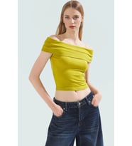 Viskoz Ribana Carmen Yaka Kısa Kollu Fitted Bluz Rahat Kullanım Özel Tasarım Premium Kalite (Çok Renkli)