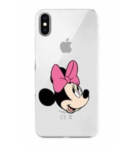 Apple iPhone XS Uyumlu Kamera Korumalı Tıpalı Kapak Minnie Mouse TasarımlıŞeffaf Kılıf