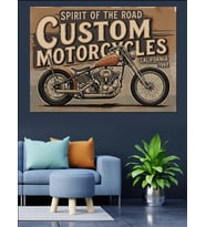 Custom Motosiklet Retro Tabela Dekoratif Kanvas - Mdf Ahşap Tablo
