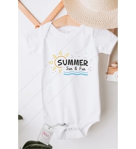 Summer Sun Fun Özel Tasarım Bebek Zıbın Pamuklu Çıtçıtlı Body