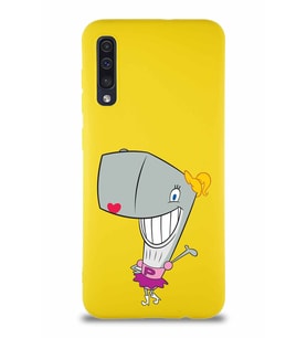 Samsung Galaxy A30S Soft Premier Kapak Pearl Yengeç Tasarımlı Silikon Kılıf - Sarı (Şeffaf)