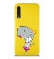 Samsung Galaxy A30S Soft Premier Kapak Pearl Yengeç Tasarımlı Silikon Kılıf - Sarı (Şeffaf)