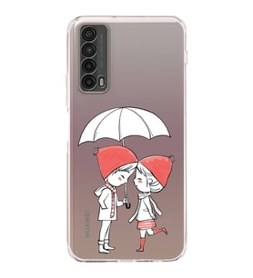 Huawei P Smart 2061 Uyumlu Kamera korumalı Kapak Aşk Tasarımlı  Şeffaf Kılıf