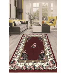 Dijital Kaymaz Taban Yıkanabilir Modern Renkli Salon Halısı Mutfak Halısı Yolluk ND-HT-1211 (Bordo)