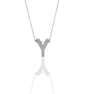 Söğütlü Silver Gümüş rodyumlu üç boyutlu minimal  Y harf kolye