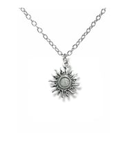 Metal Güneş Figürlü Unisex Kolye  60 cm Zincirli Modern Tasarım (Gümüş)