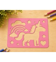 3D Baskı Unicorn ve Gökkuşağı Çizim Şablonu - Desen Kalıbı - Pembe