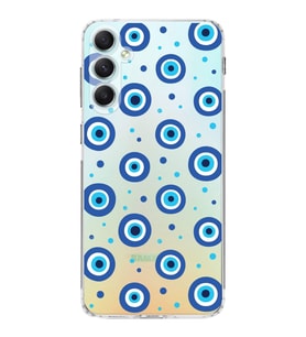 PrintiFy Samsung Galaxy A34 ile Uyumlu Nazar Boncuğu 1 Baskılı Kamera Korumalı Şeffaf Silikon Kılıf