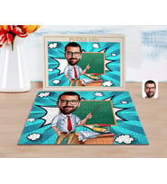BK Gift Kişiye Özel Erkek Öğretmen Karikatürlü 1000 Parça Profesyonel Puzzle-1