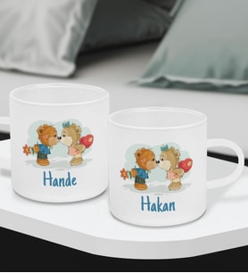 BK Gift Kişiye Özel Sevgili Temalı 2’li Buzlu Cam Türk Kahvesi Fincanı-8, Sevgiliye Hediye, Arkadaşa Hediye, Anneye Hediye, Ofis Hesiyesi