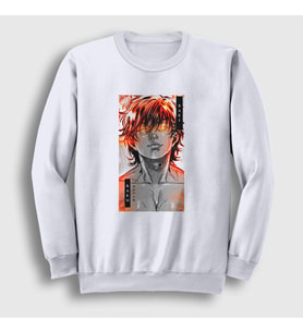 Presmono Unisex Beyaz Fire Anime Hanma Baki Sweatshirt 317631tt