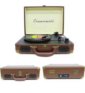 Ahşap Nostaljik Pikap Müzik Çalar Bluetooth & Hoparlörlü Gramofon 33/45/78 Devir Taş ve Plastik Plak Çalar