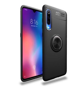 Xiaomi Mi 9 Lite Kılıf Yüzüklü Magnetli Ravel Case (Siyah)