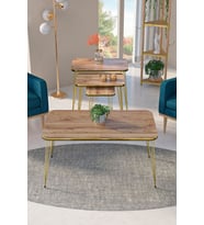 Zigon Sehpa Kr Ve Orta Sehpa Kr Set Çift Gold Ceviz Tel 1110