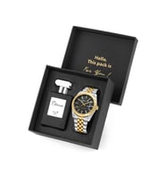 Polo Air Mercek Takvimli Erkek Kol Saati Ve 55 ml Parfüm Seti Gümüş Gold Siyah Renk ST-5016E6 (Altın-Siyah)