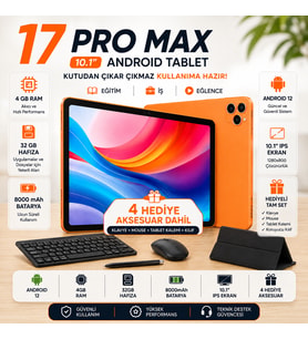 10.1 İnç Android 12 Tablet 4G LTE Sim Kartlı 4 GB RAM 8000 mAh Batarya Type-C HD IPS Ekran