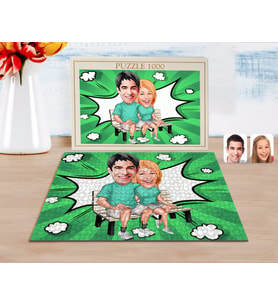 BK Gift Kişiye Özel Sevgililer Karikatürlü 1000 Parça Profesyonel Puzzle-55