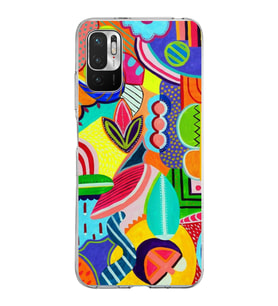 PrintiFy Xiaomi Redmi Note 10 5G ile Uyumlu 1mm Slim Fit Retro Colors 6 Baskılı Şeffaf  Kılıf