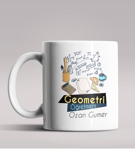 Kişiye Özel Geometri Öğretmeni Tasarımlı Beyaz Renk Kupa Bardak