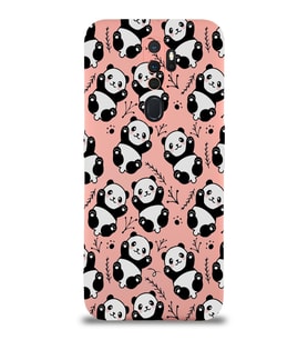 Oppo A9 2020 Uyumlu Lansman Kılıf Panda Tasarımlı İçi Kadife Kapak-Pembe (Şeffaf)