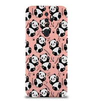 Oppo A9 2020 Uyumlu Lansman Kılıf Panda Tasarımlı İçi Kadife Kapak-Pembe (Şeffaf)
