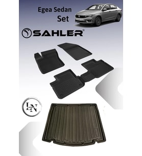 Sahler Fiat Egea Sedan Uyumlu 4.5D Premium SAHLER Paspas + Liner Marka 3D Bagaj Havuzu Seti - Egea Sedan