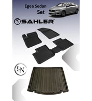 Sahler Fiat Egea Sedan Uyumlu 4.5D Premium SAHLER Paspas + Liner Marka 3D Bagaj Havuzu Seti - Egea Sedan