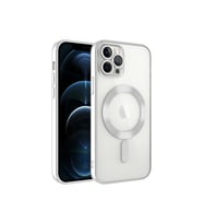 Apple iPhone 13 Pro Max Uyumlu Kılıf Kamera Korumalı M-safe Wireless Şarj Özellikli Zore Demre Kapak (Gümüş)