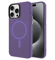 Apple iPhone 15 Pro Kılıf Magsafe Şarj Özellikli Buzlu Transparan C-Pro Sert Kapak (Mor)