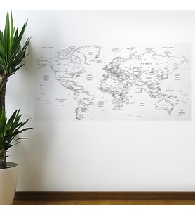 Yazılabilir Dünya Haritası Manyetik Duvar Stickerı 110 x 56 cm