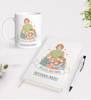 BK Gift Kişiye Özel İsimli Öğretmenler Günü Tasarımlı Defter Kalem Kupa Hediye Seti - 7, Öğretmene Hediye, Öğretmenler Günü