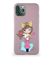 Apple iPhone 11 Pro Soft Premier Kapak Vespagirl Tasarımlı Silikon Kılıf - Pudra (Şeffaf)