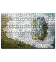 Cakapuzzle  Bulutlar Kale ve Bisikletli Genç  Puzzle Yapboz MDF (Ahşap) (120 Parça)