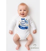 BABYDEN'S Sünnet Kıyafeti Erkek Bebek Body %100 Pamuk – Ben Sünnet Oldum Maşallah Baskılı Zıbın –Uzun Kol Body (Beyaz)