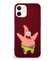 Apple iPhone 12 Mini Soft Premier Kapak Patrick Yıldız Tasarımlı Silikon Kılıf - Mürdüm (Şeffaf)
