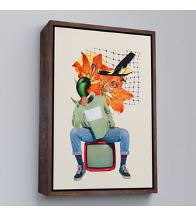Çerçeveli Ördek Kafalı İnsan Pop Art Tablo (Beyaz)