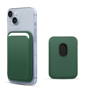 Microsonic Apple iPhone 15 Leather Wallet MagSafe Yeşil (Yeşil)
