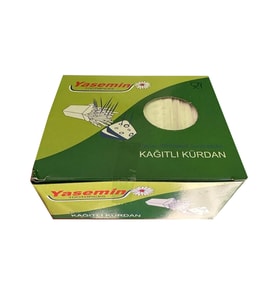 Yasemin Kağıt Sargılı Kutulu Ahşap Kürdan - Standart Boy - Ort. 400 Adetlik 1 Paket