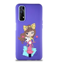 Realme 7 Soft Premier Kapak Vespagirl Tasarımlı Silikon Kılıf - Mor (Şeffaf)