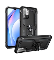 Xiaomi Poco M3 Pro Kılıf Zore Vega Yüzüklü Standlı Zırh Kılıf (Siyah)
