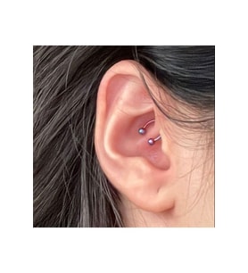 Çelik Tragus 6 Mm Helix Piercing Hologram Renk Ucu Toplu (Çok Renkli)