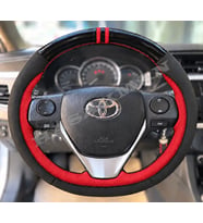 Toyota Corolla E170 Dikme Direksiyon Kılıfı Parlak Siyah Kırmızı Detaylı Kırmızı Çift Yüzük ve Dikiş 2013-2019