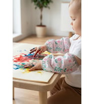 Sıvı Geçirmez Lastikli Bebek Mama Beslenme Kolluğu Seti Çocuk Aktivite Etkinlik Kol Kılıfı Flowy