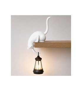 Modern & Şık: Minimalist Kedi Tasarımlı Dekoratif Raf Lambası – Gece Lambası -Siyah