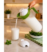 1500 cc Renkli Kapaklı Cam Ayran Karıştırma Sürahisi (yedek kapaklı)